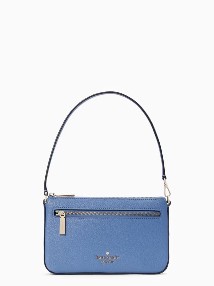 Kate Spade Leila Blue Pebbled Leather Convertible Wristlet With Gold Hardware